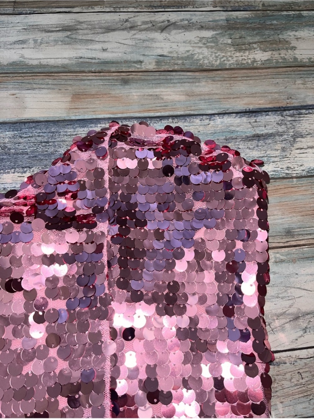 Superdown x Draya Michele Pink Sequin Strapless Bustier Crop Top L NWT - Picture 2 of 6